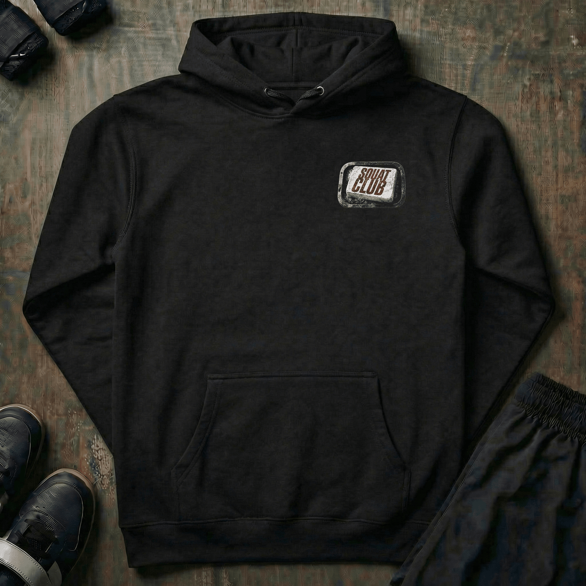 Squat Club pullover hoodie in Black