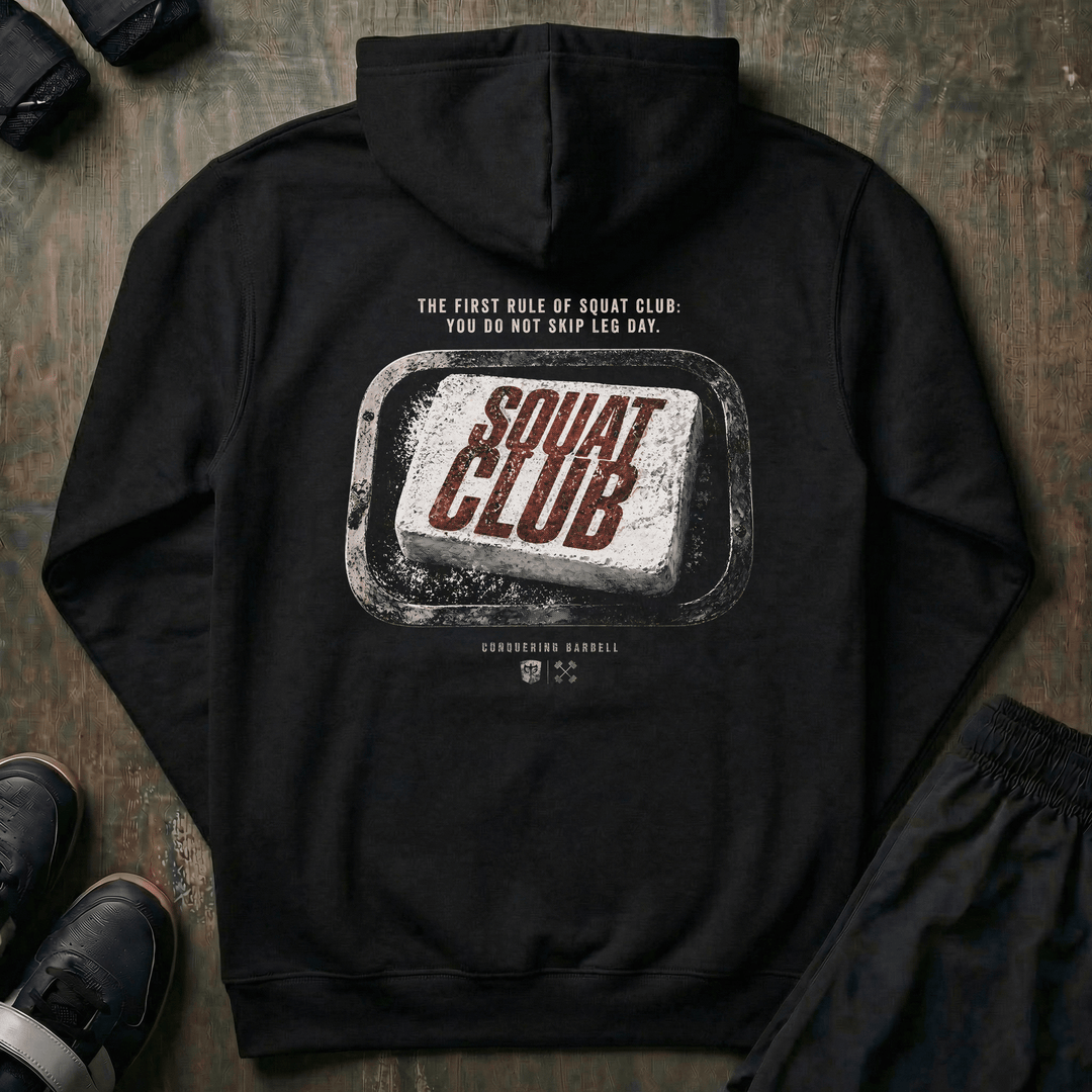 Squat Club pullover hoodie in Black