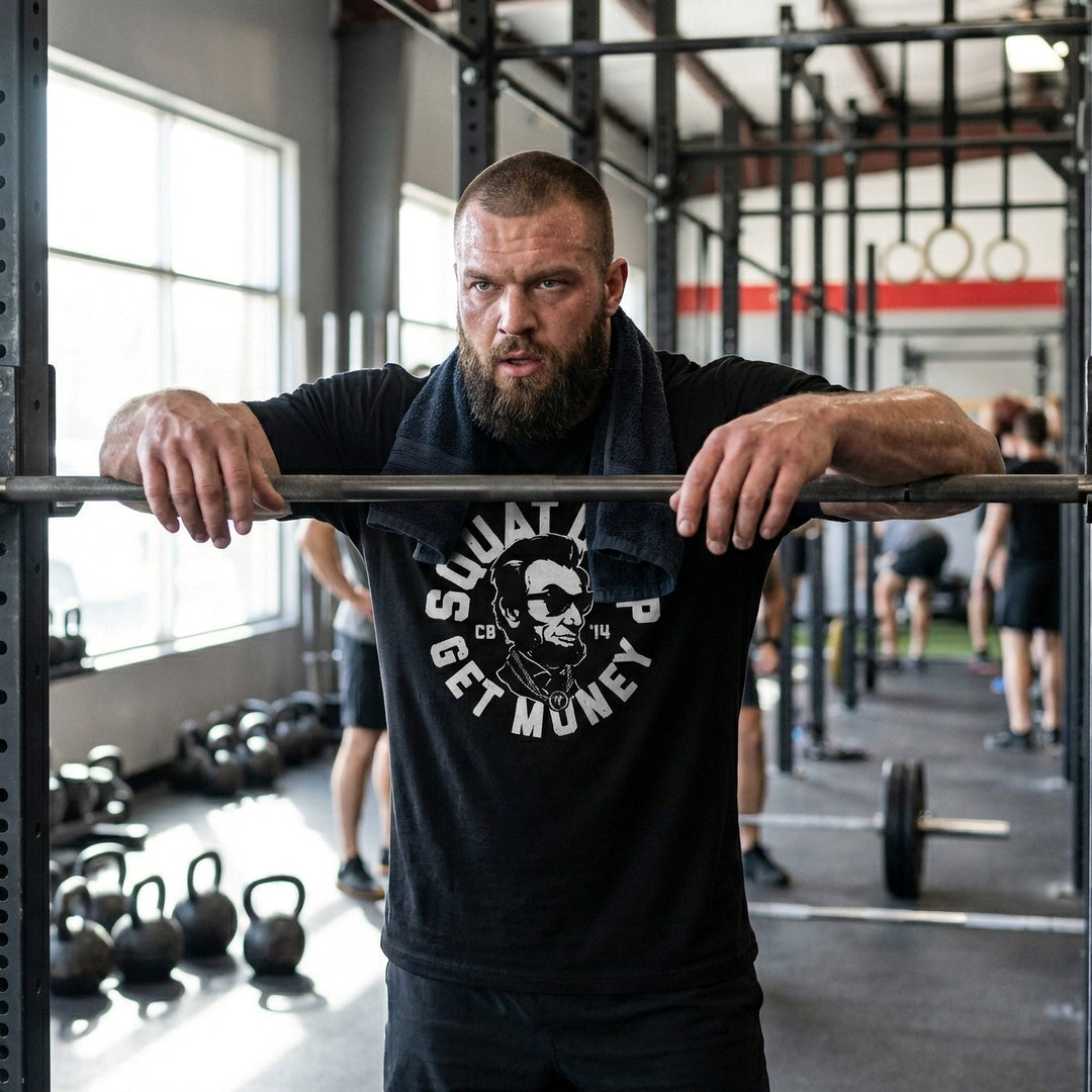 Squat Deep, Get Money tee - Conquering Barbell
