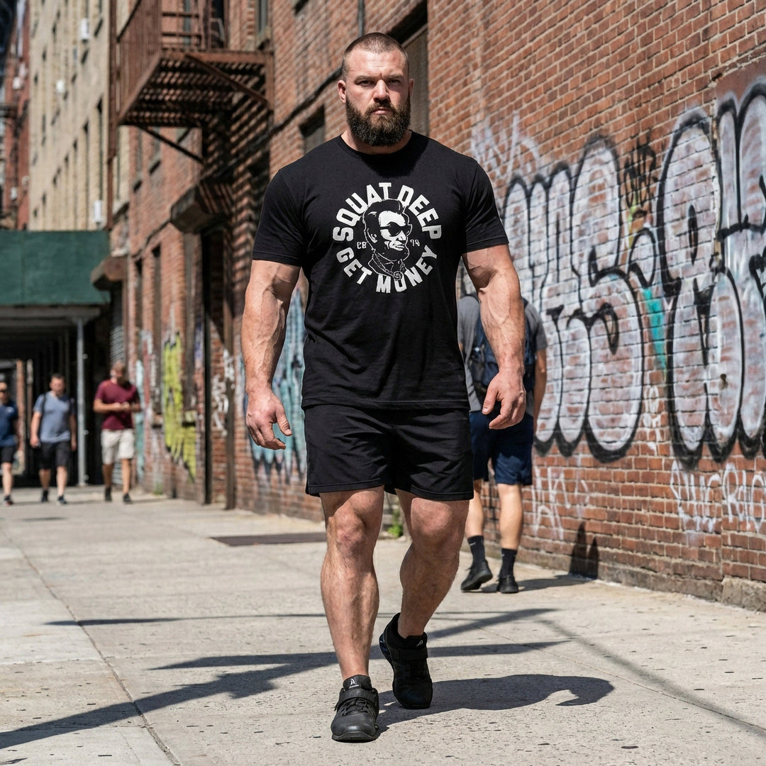 Squat Deep, Get Money tee - Conquering Barbell