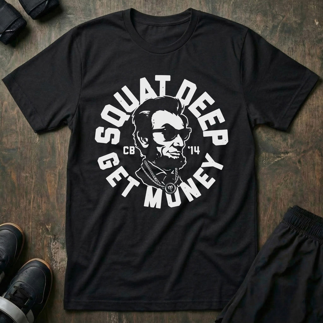 Squat Deep, Get Money tee - Conquering Barbell