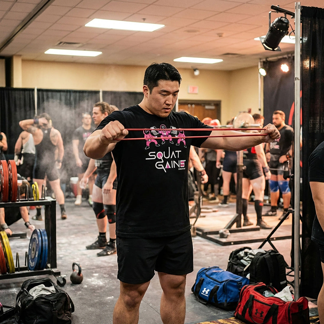 Squat Gains - on Black Tee - Conquering Barbell