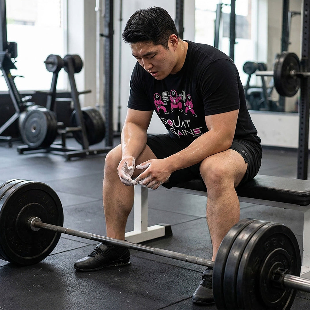 Squat Gains - on Black Tee - Conquering Barbell