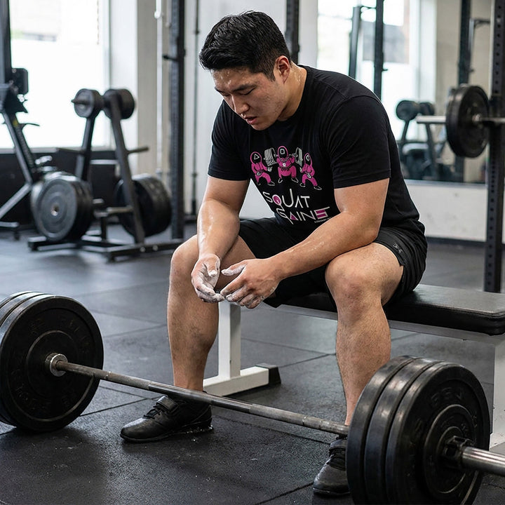 Squat Gains - on Black Tee - Conquering Barbell