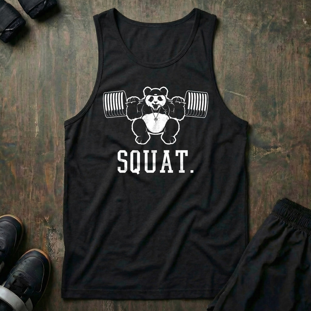 Squat Panda black tank top by Conquering Barbell