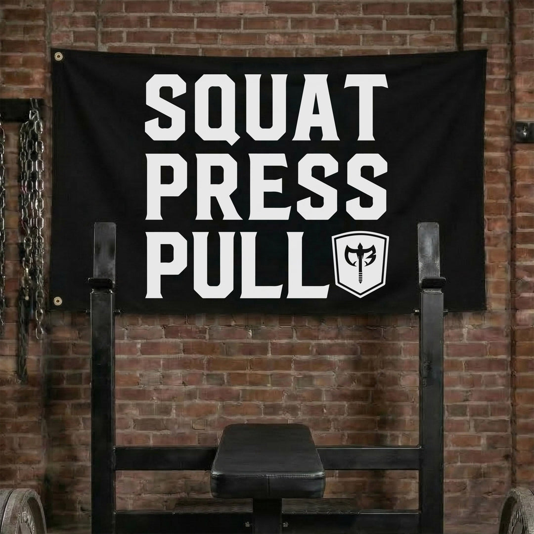 Squat Press Pull® - 3' x 5' Polyester Flag - Conquering Barbell