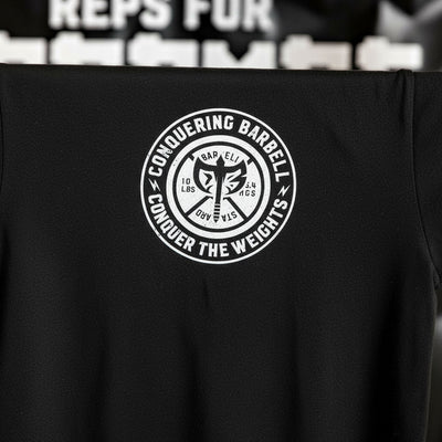 Squat Press Pull® on Black Tee - Conquering Barbell