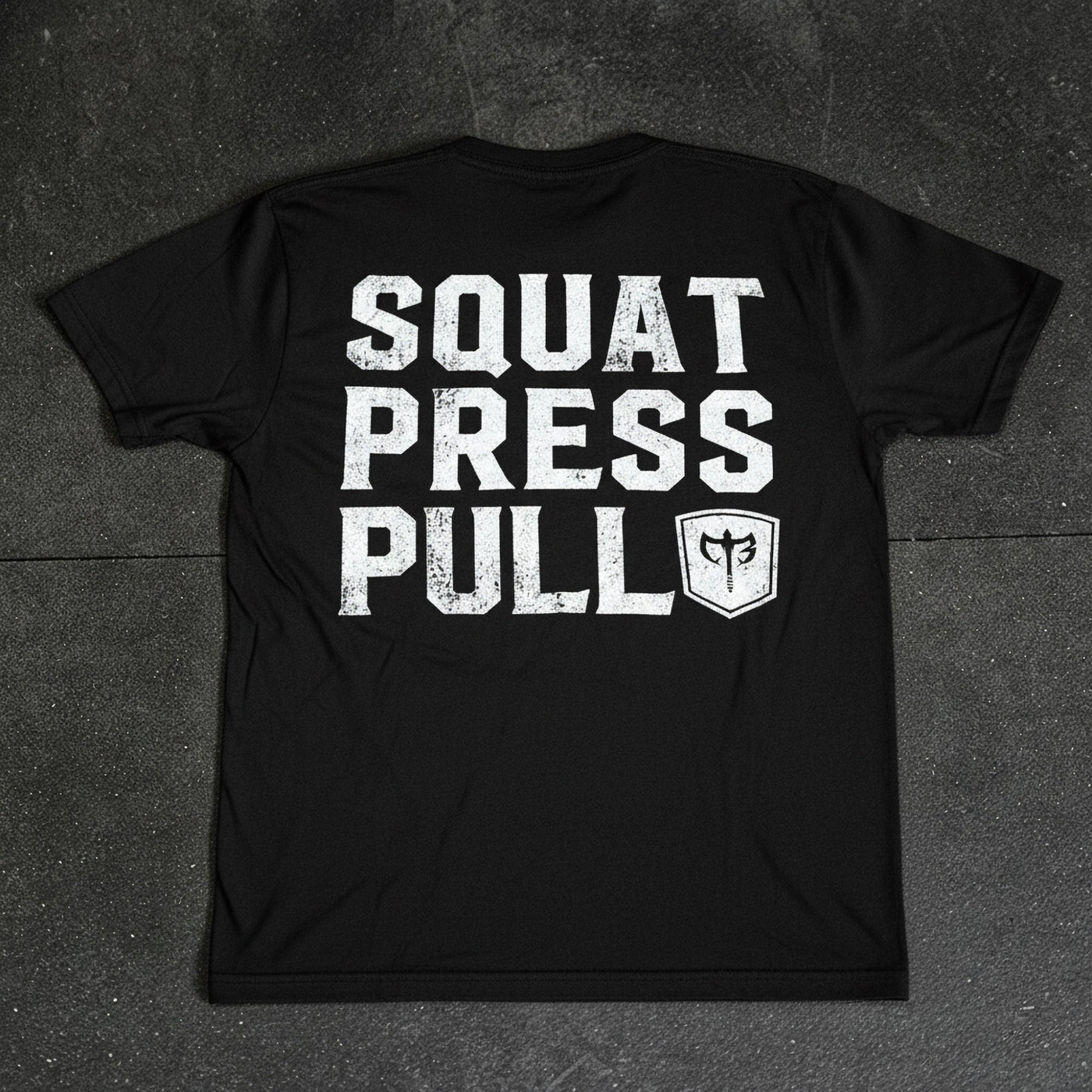 Squat Press Pull® on Black Tee - Conquering Barbell