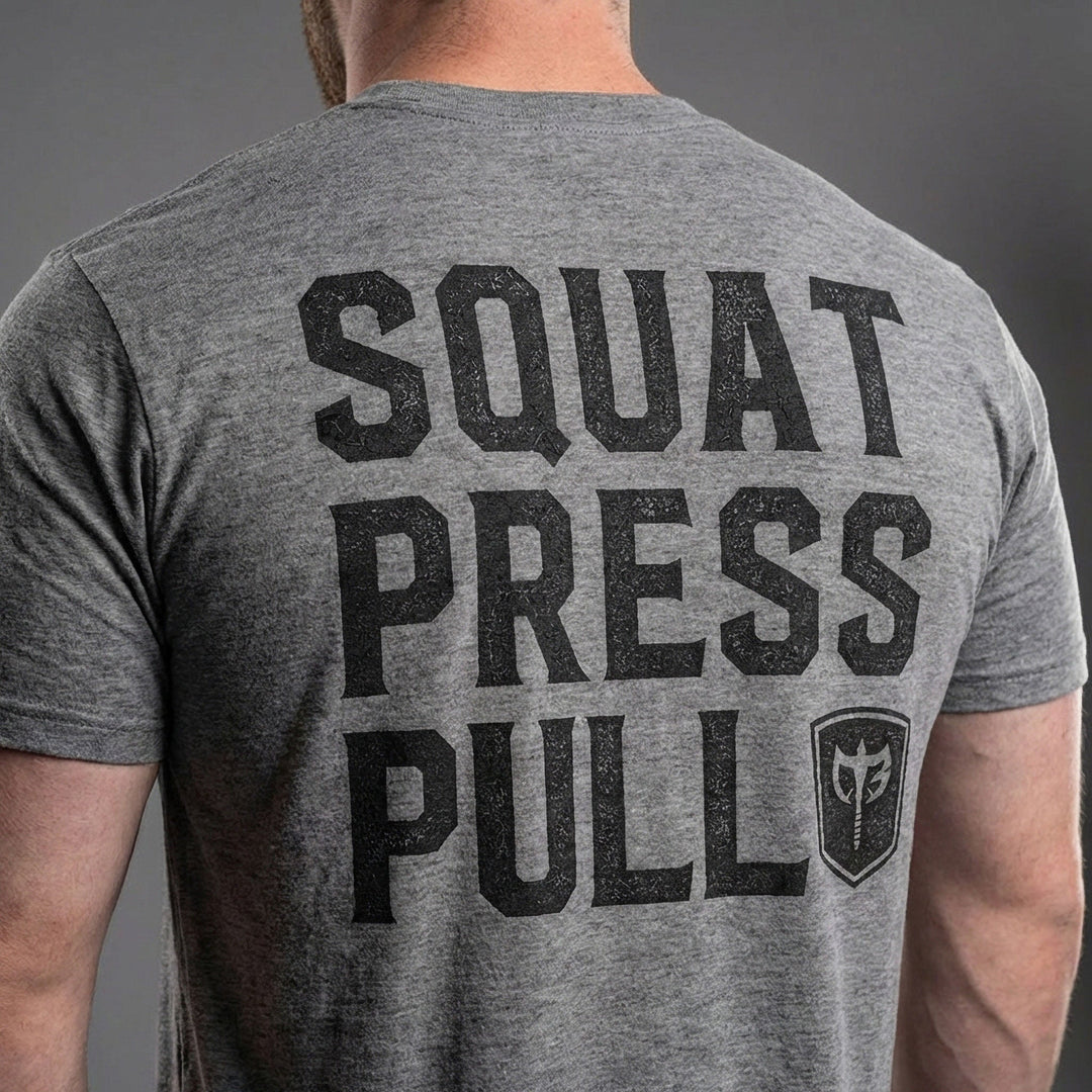 Squat Press Pull® tee in Heather Grey