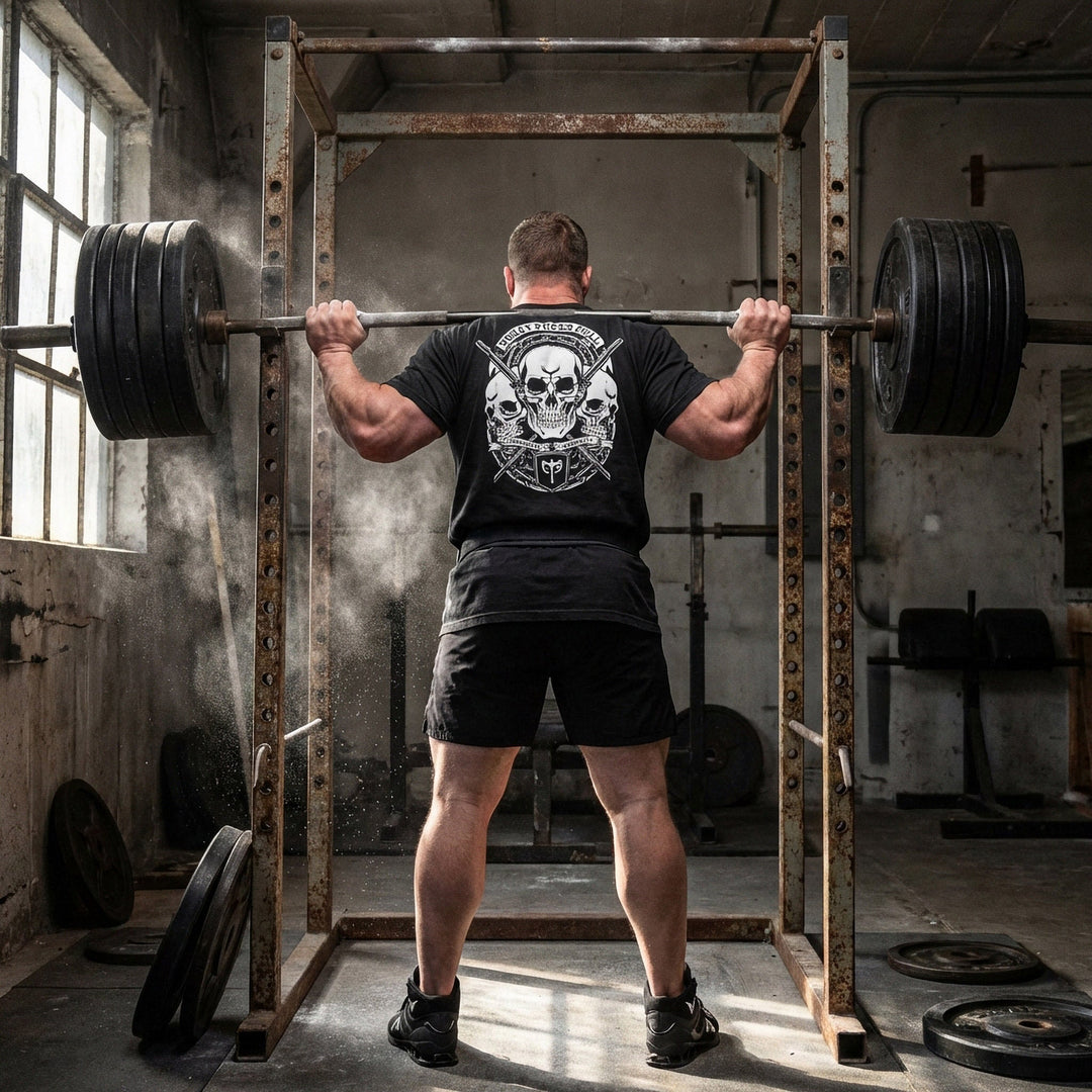 Squat Press Pull Skulls relaxed fit tee in Black
