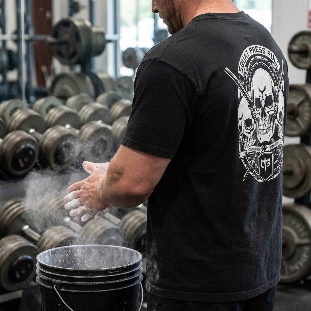 Squat Press Pull Skulls relaxed fit tee in Black