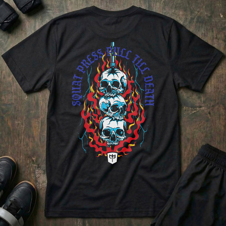 Squat Press Pull Till Death tee - Conquering Barbell