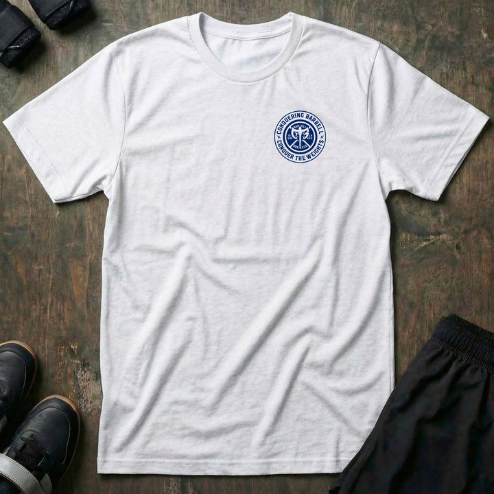 Squat Press Pull USA Flag tee: SQUAT PRESS PULL stacked in massive block lettering