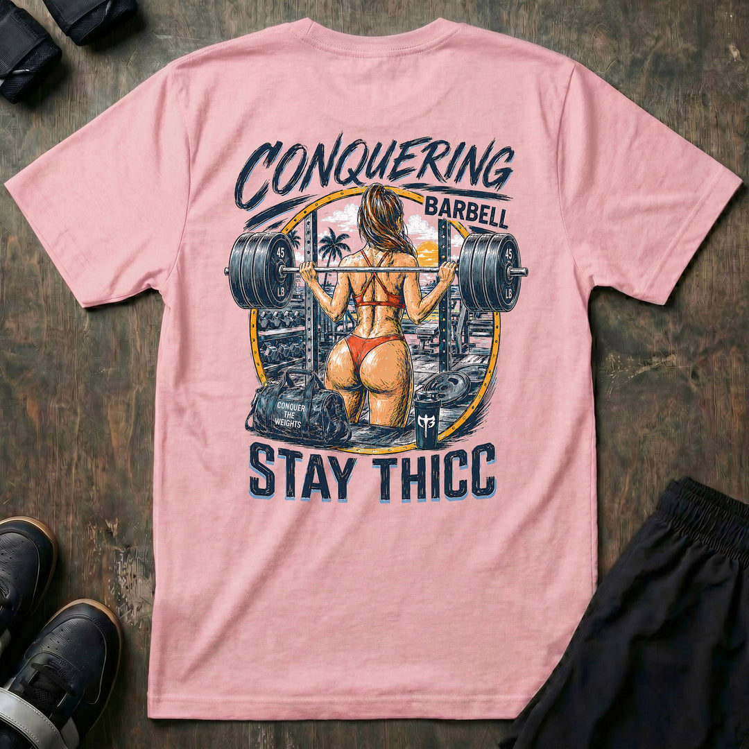 Stay Thicc tee in Pink
