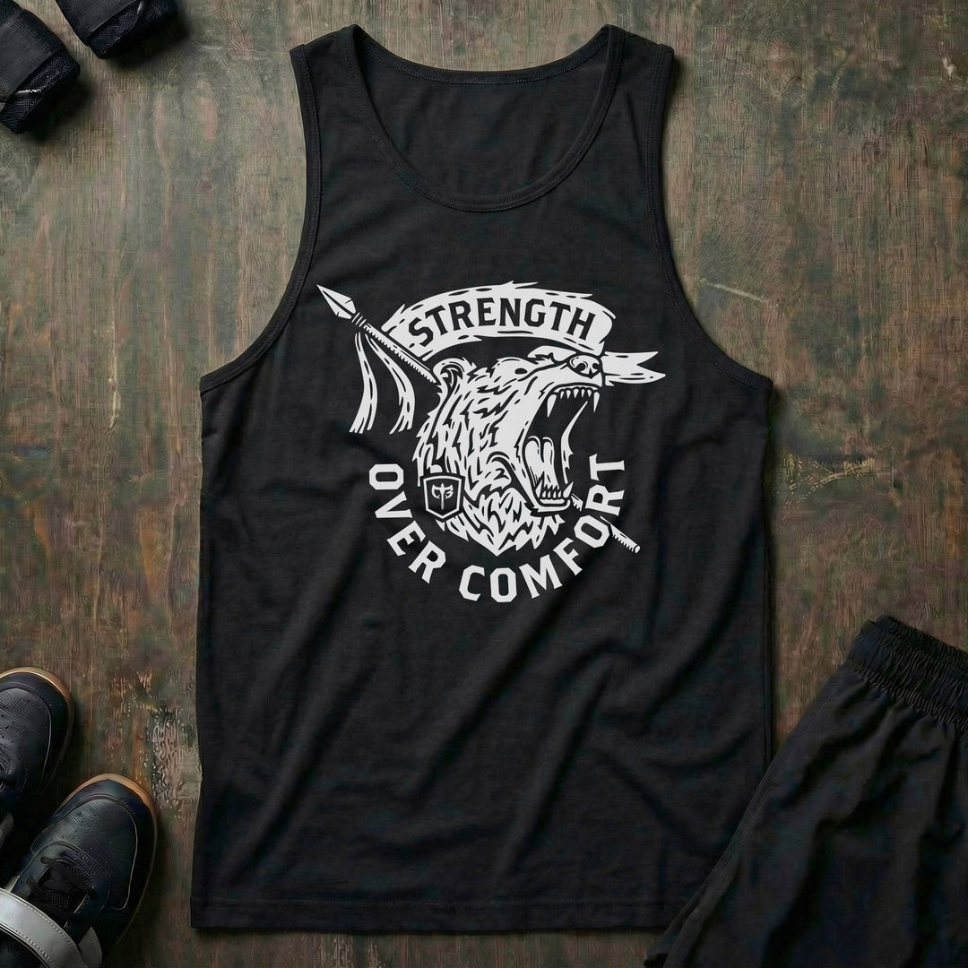 Strength Over Comfort tank top in Black
