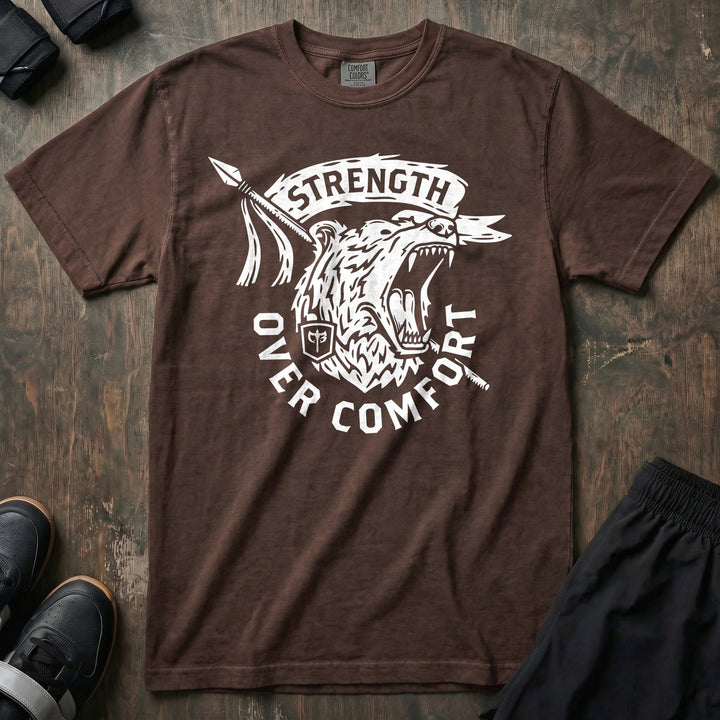 Strength Over Comfort - Relaxed Fit Tee - Conquering Barbell