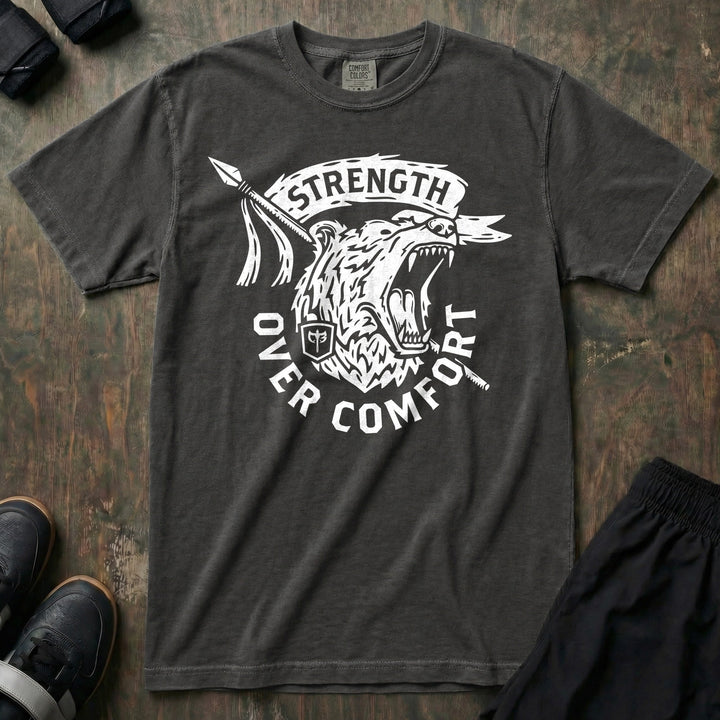 Strength Over Comfort - Relaxed Fit Tee - Conquering Barbell