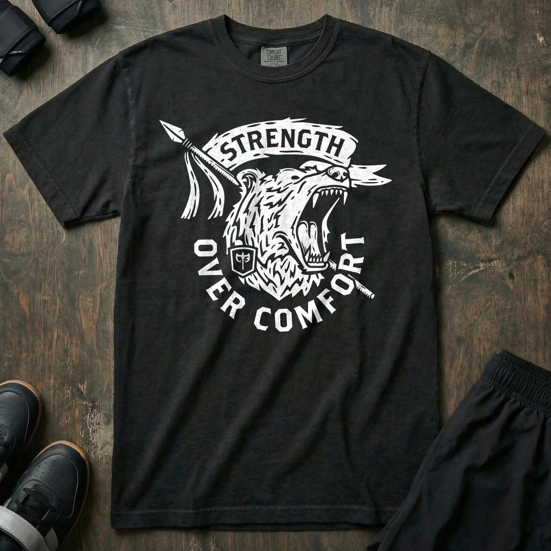 Strength Over Comfort - Relaxed Fit Tee - Conquering Barbell
