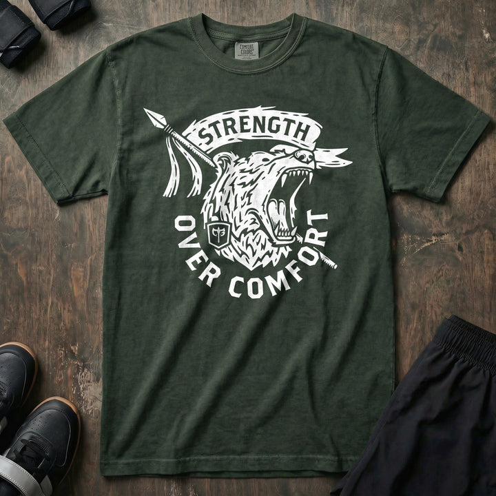 Strength Over Comfort - Relaxed Fit Tee - Conquering Barbell