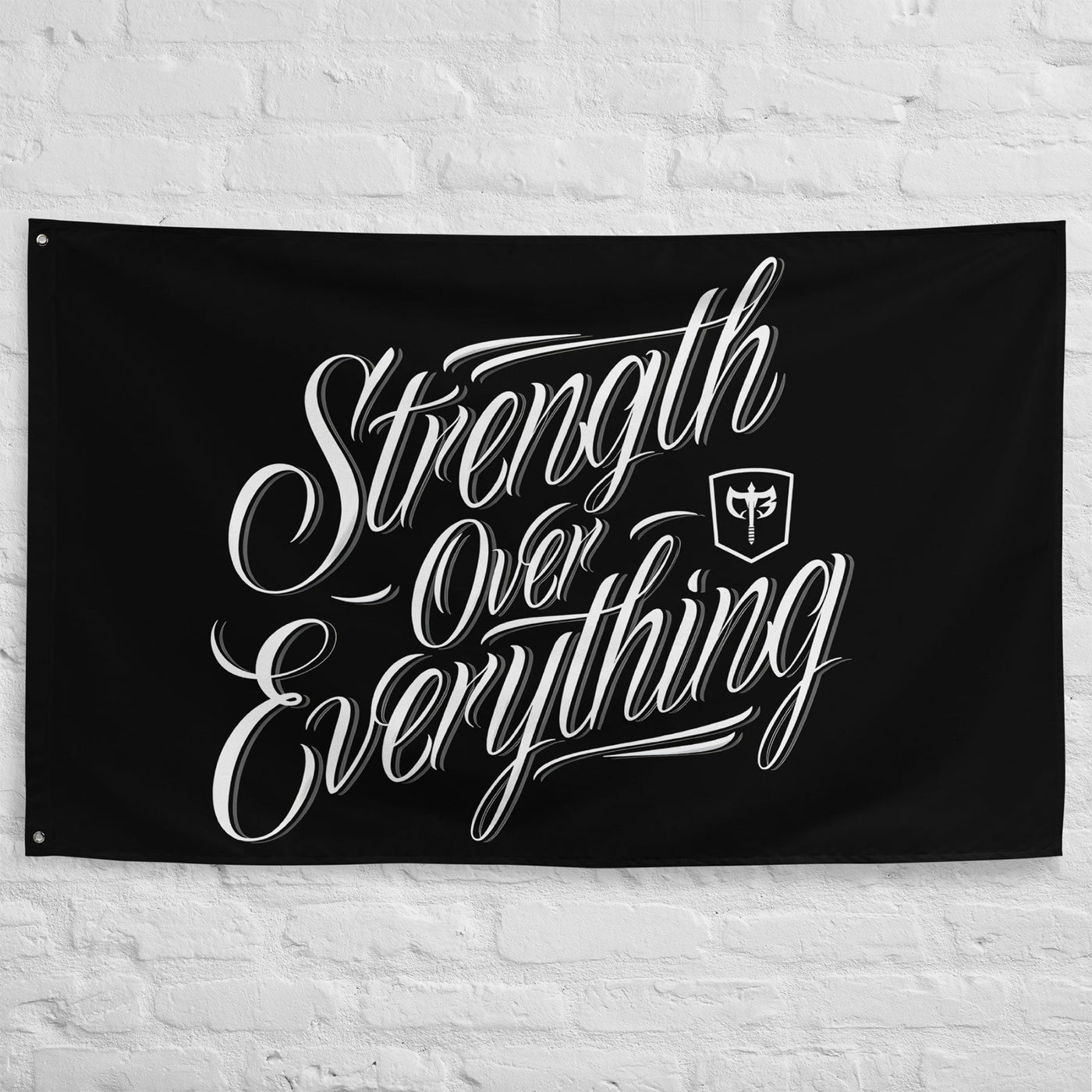 Strength Over Everything - 3' x 5' Polyester Flag - Conquering Barbell
