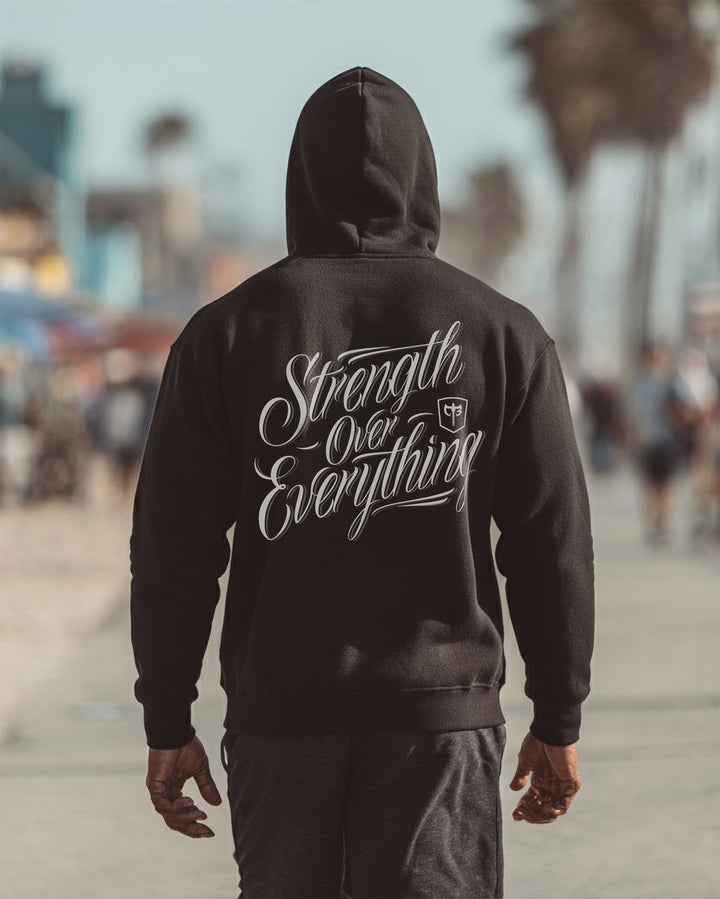 Strength Over Everything pullover hoodie in Black