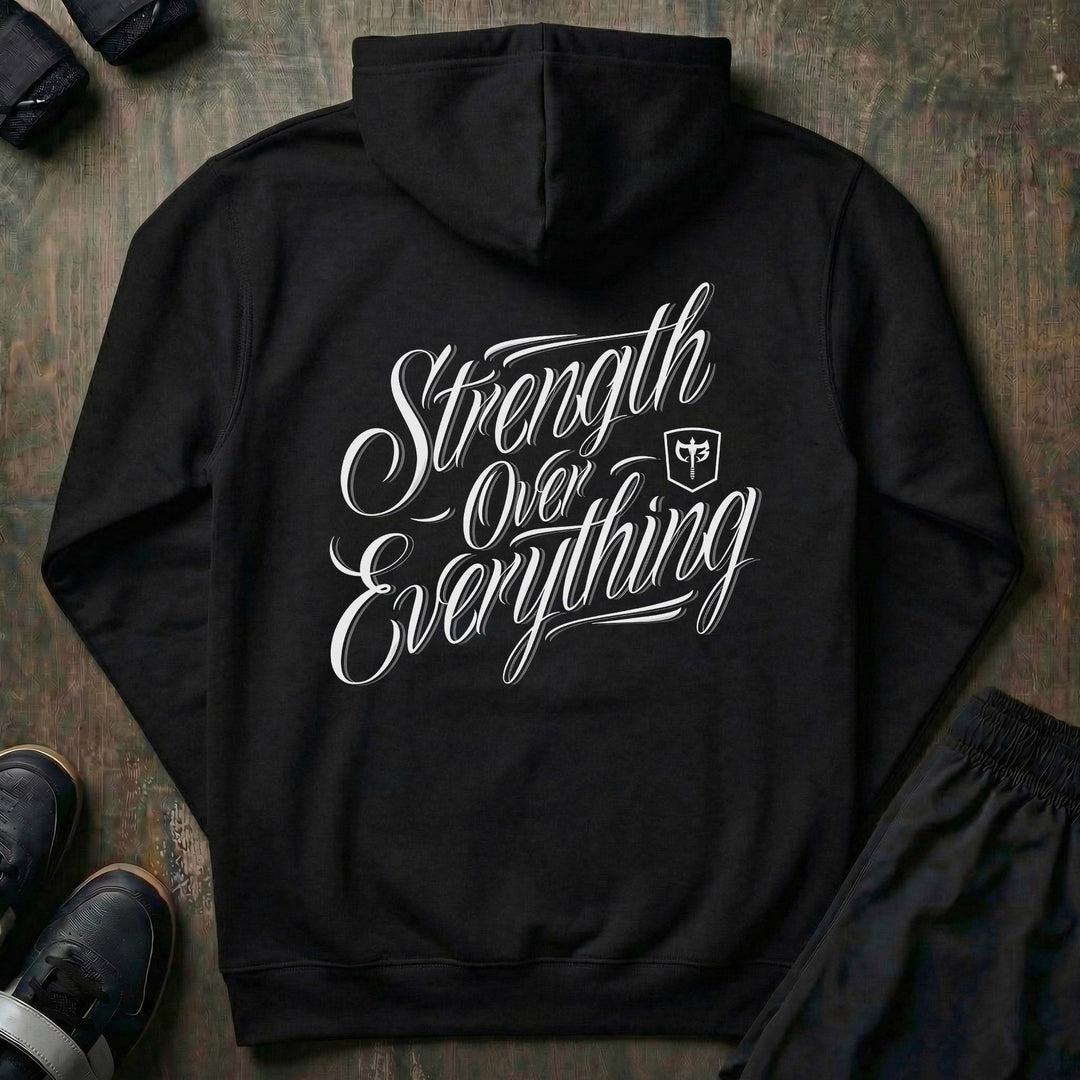 Strength Over Everything pullover hoodie in Black