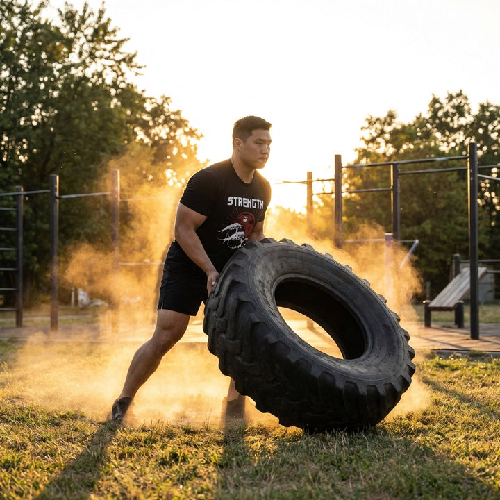 Strength (Waves) - on Black Tee - Conquering Barbell