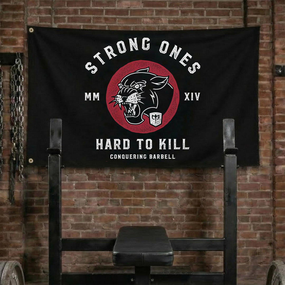 Strong Ones Hard to Kill Flag - 3' x 5' Polyester Flag - Conquering Barbell