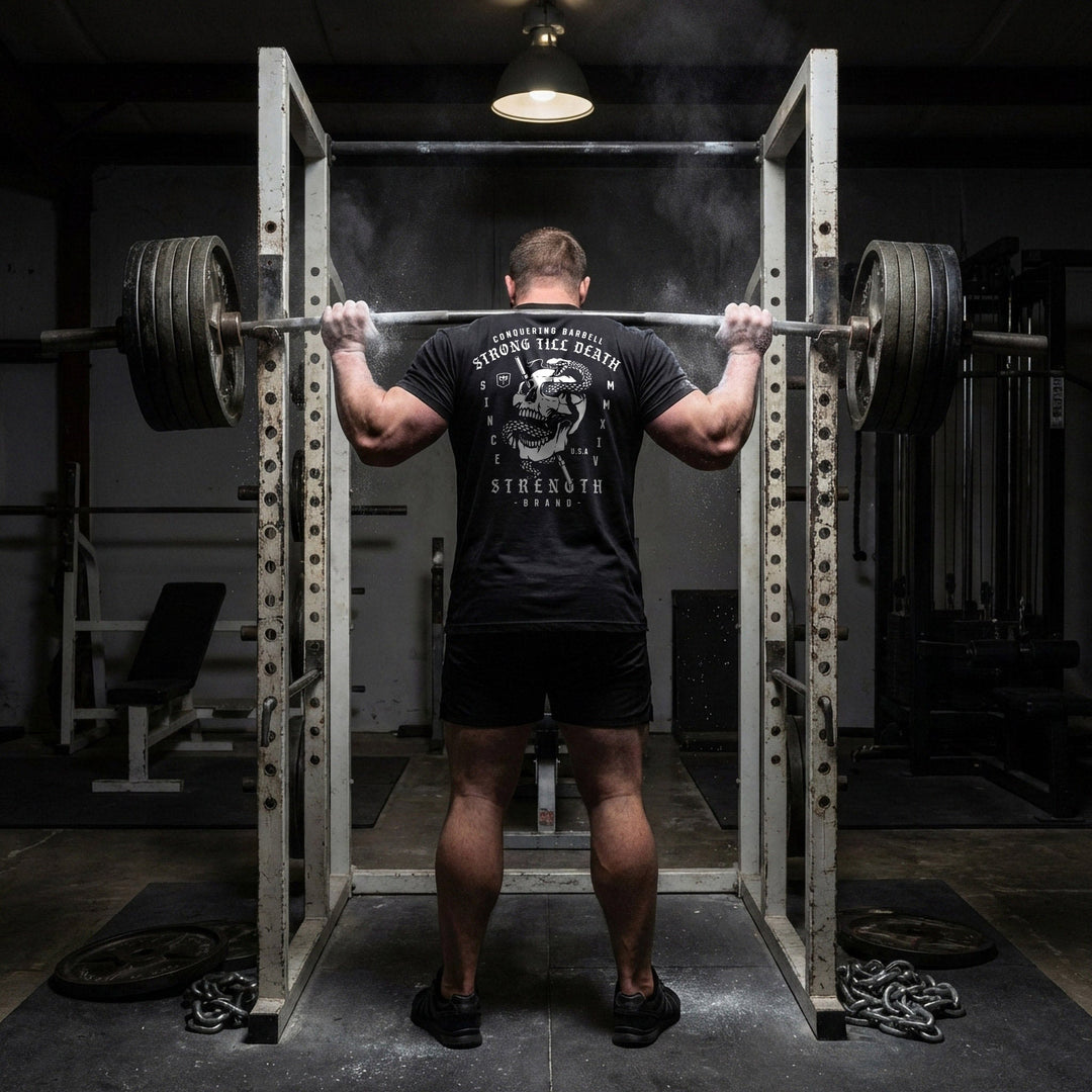 Strong Till Death The Original tee in Black: a skull wrapped by a serpent