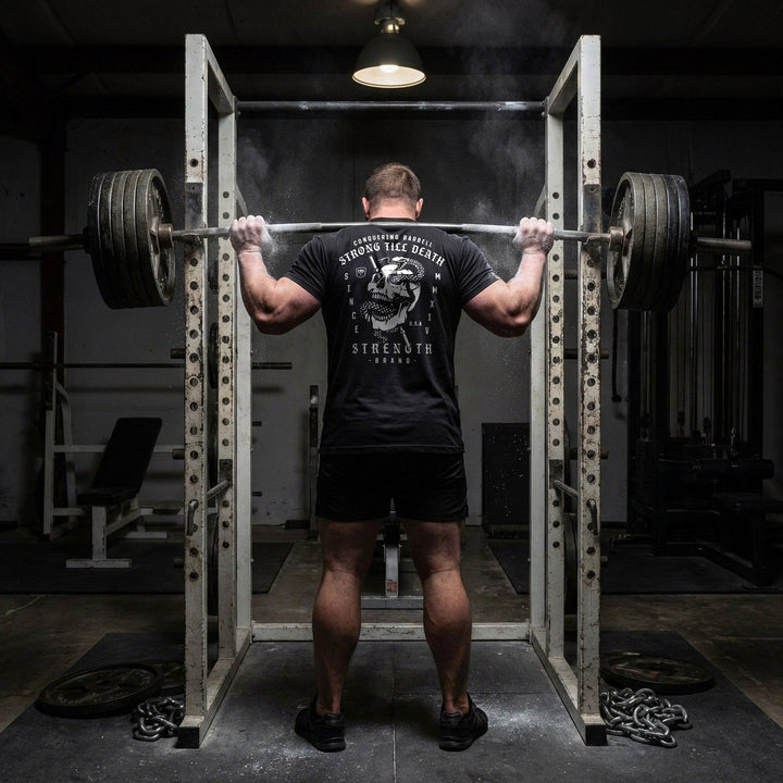 Strong Till Death The Original tee in Black: a skull wrapped by a serpent