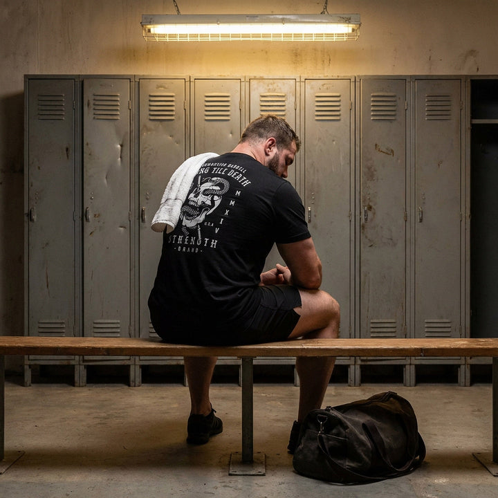 Strong Till Death The Original tee in Black: a skull wrapped by a serpent
