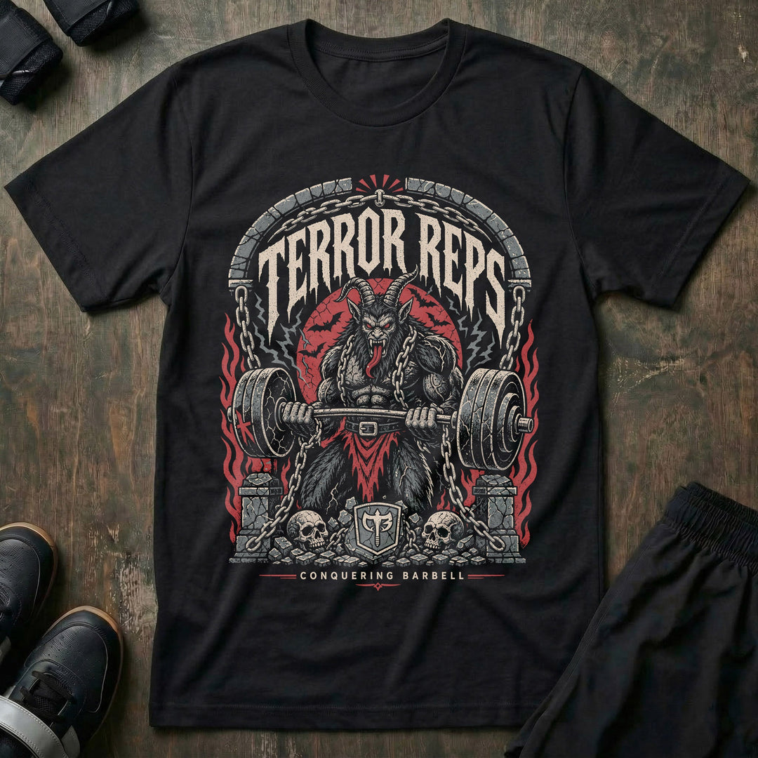 Terror Reps - Krampus - on Black Tee - Conquering Barbell