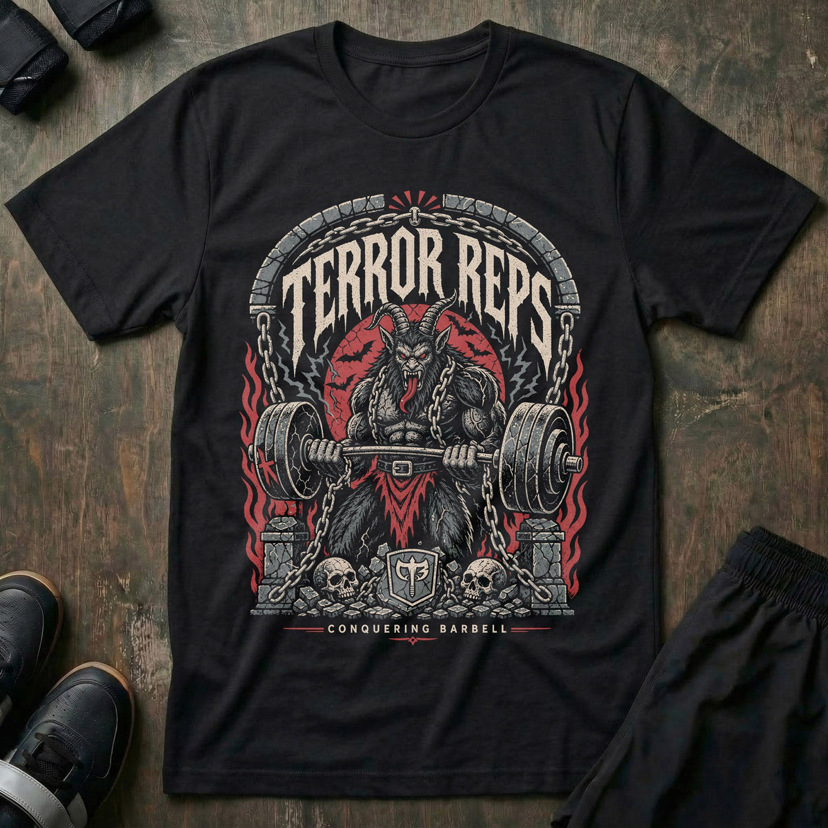 Terror Reps Krampus tee in Black: the horned beast of Alpine legend