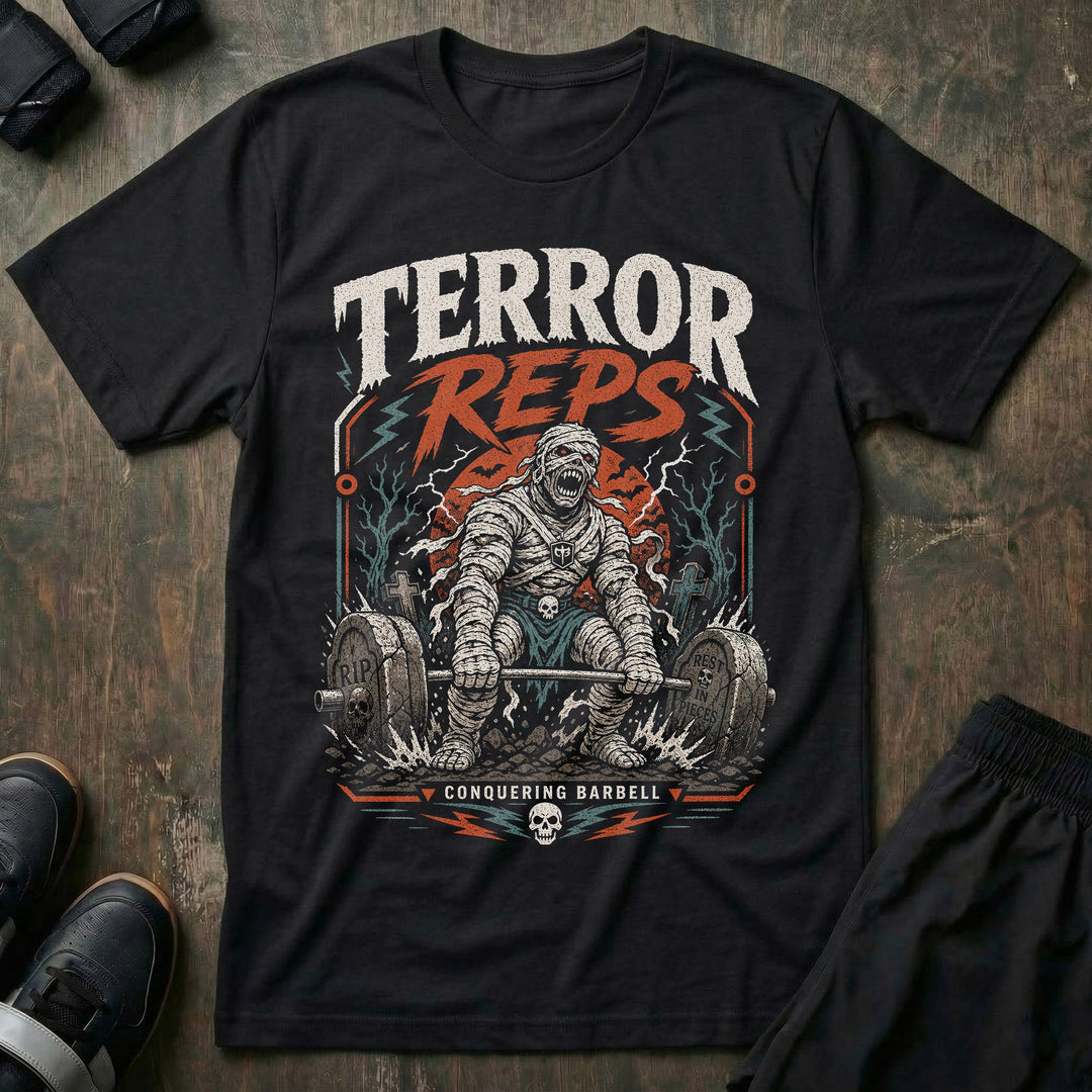 Terror Reps - Mummy - on Black Tee - Conquering Barbell