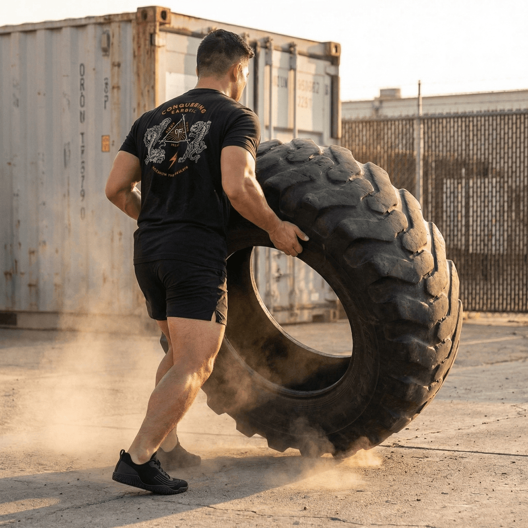 The Balance of Power - Black Tee - Conquering Barbell