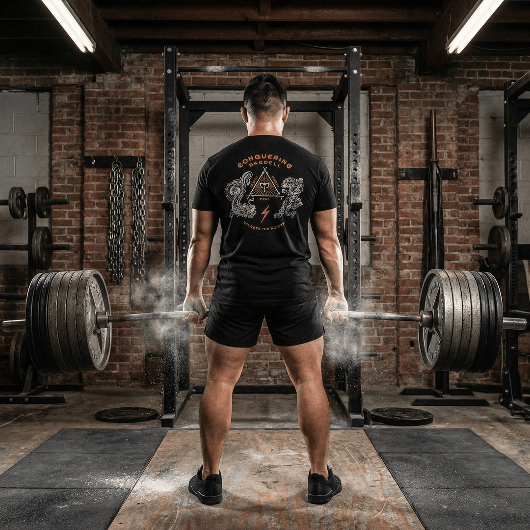 The Balance of Power - Black Tee - Conquering Barbell