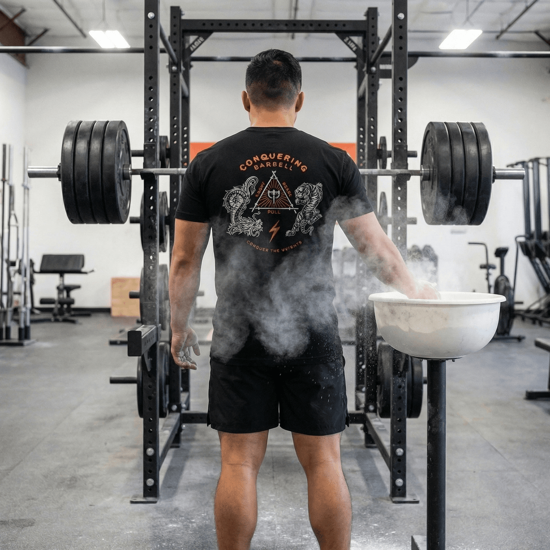 The Balance of Power - Black Tee - Conquering Barbell