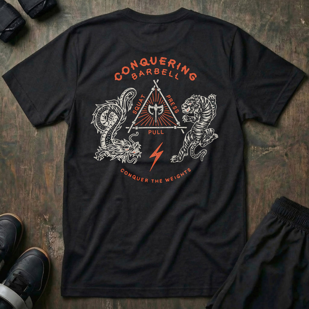 The Balance of Power - Black Tee - Conquering Barbell
