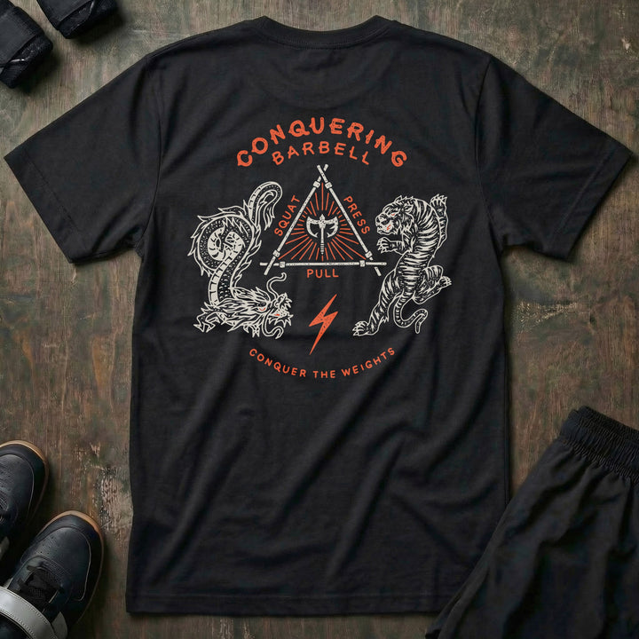 The Balance of Power - Black Tee - Conquering Barbell