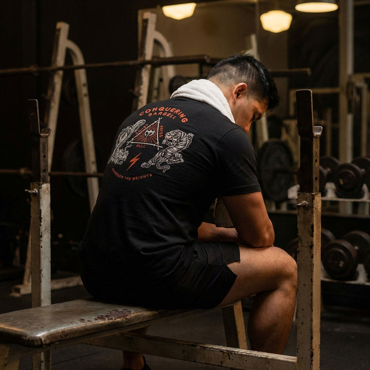 The Balance of Power - Black Tee - Conquering Barbell