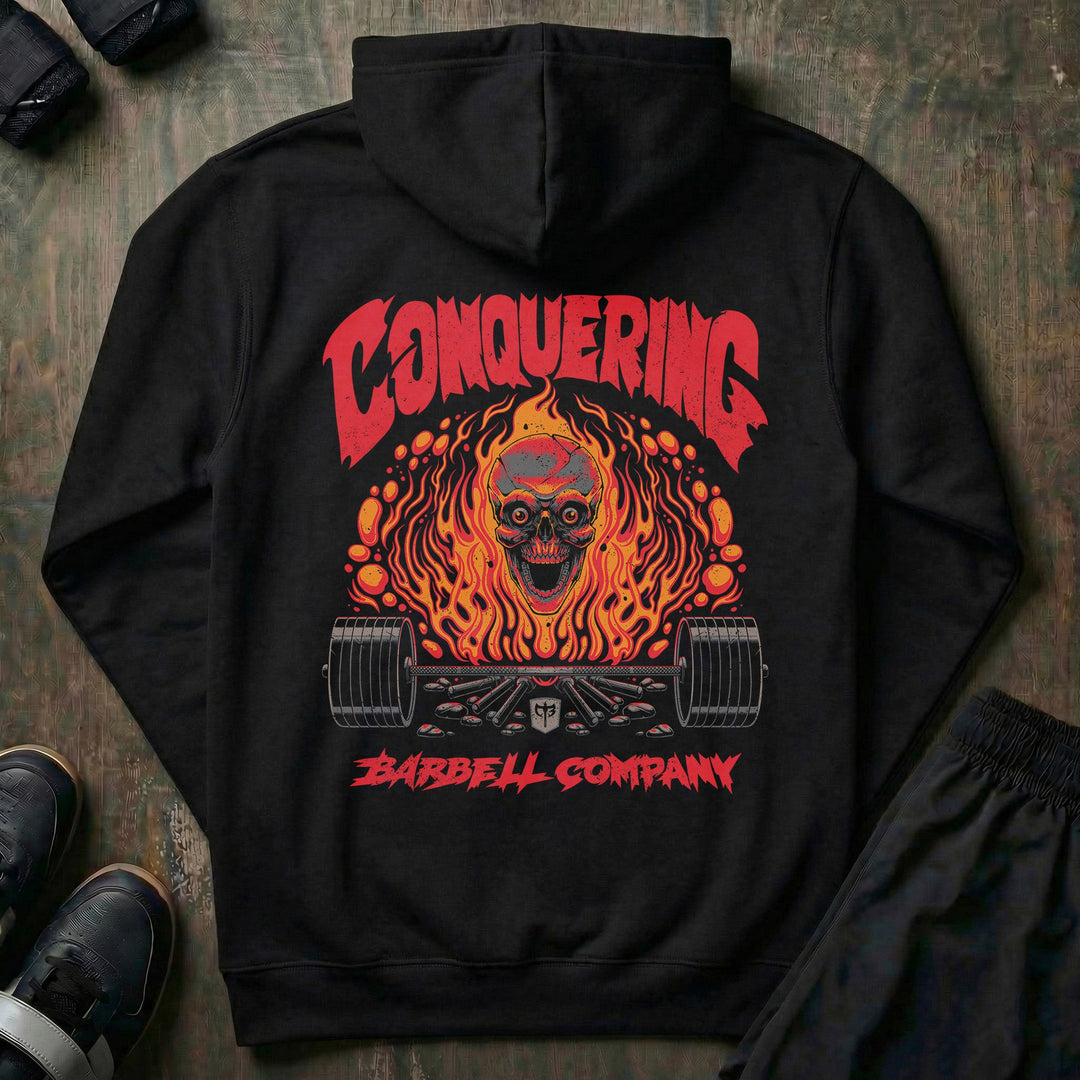 The Flaming Skull pullover hoodie in Black