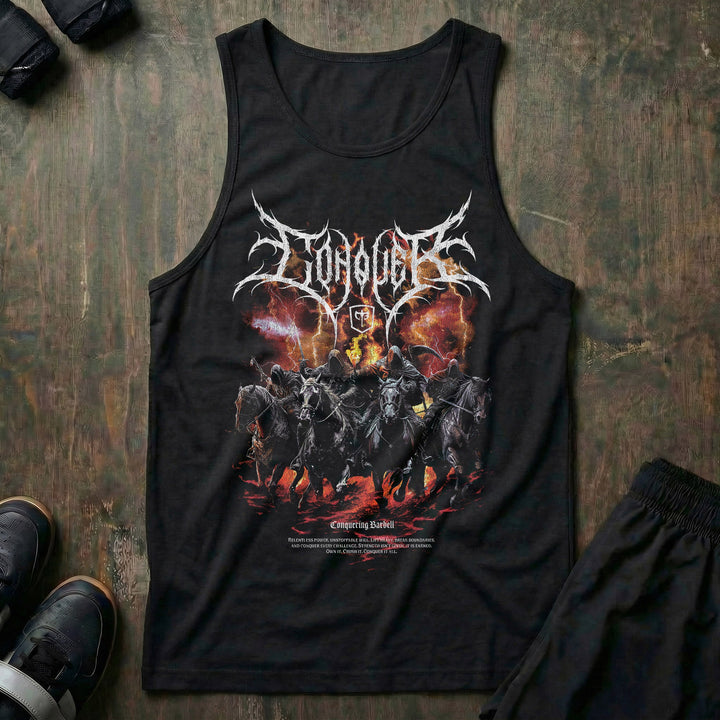 The Four Horsemen - on Black tank top - Conquering Barbell