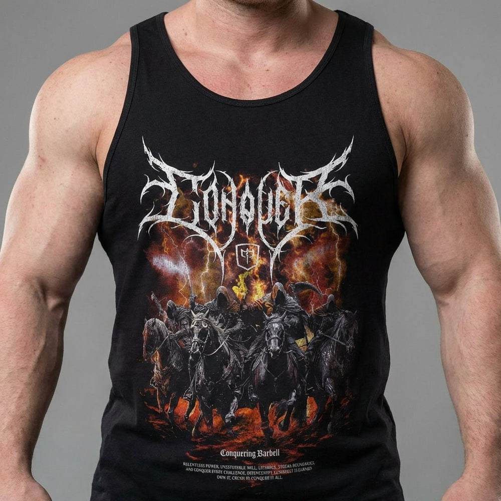 The Four Horsemen - on Black tank top - Conquering Barbell