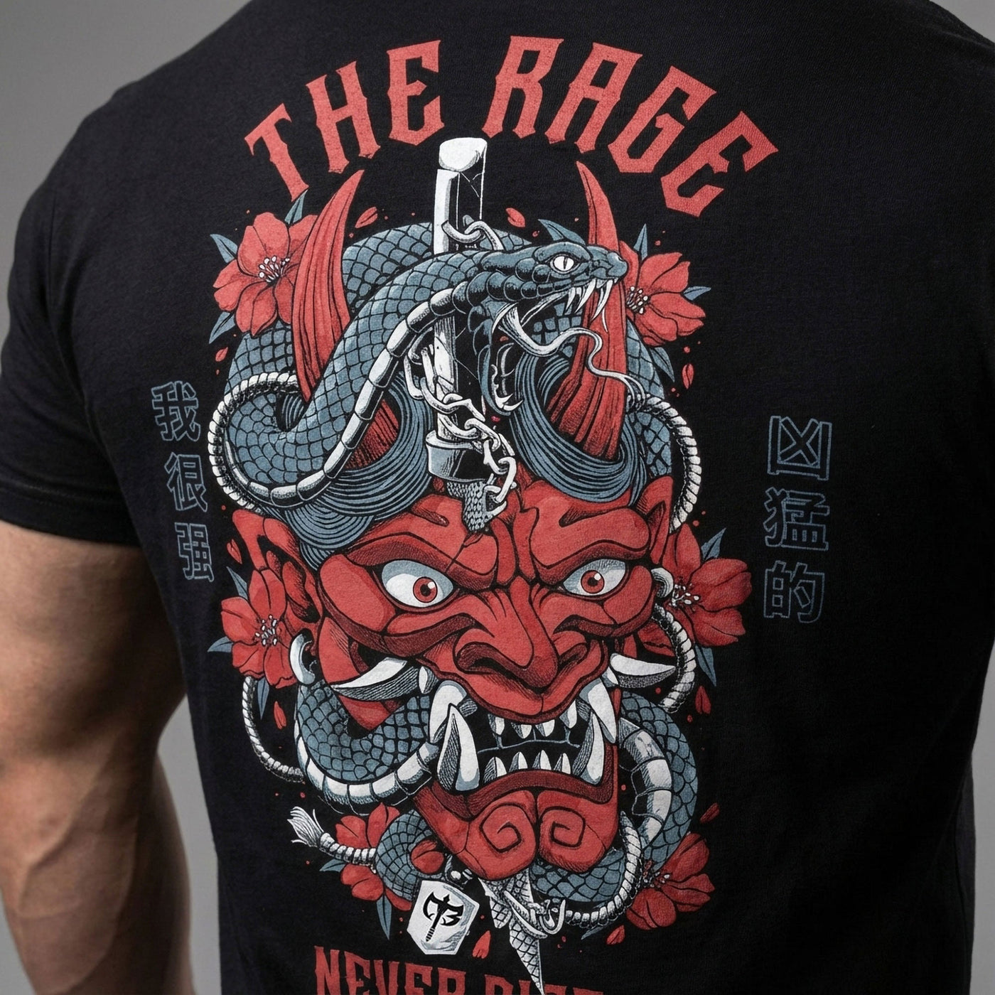 The Rage Never Dies - Hannya Mask - Black Tee - Conquering Barbell