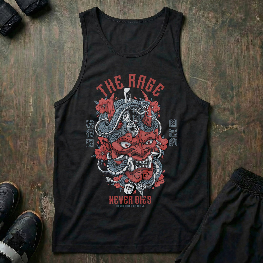 The Rage Never Dies Hannya Mask tank top in Black