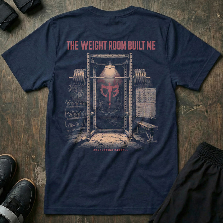 The Weight Room Built Me tee in Navy