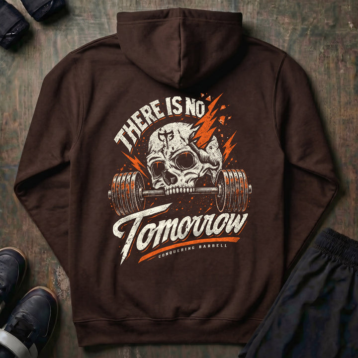 There is No Tomorrow pullover hoodie in Brown, back print