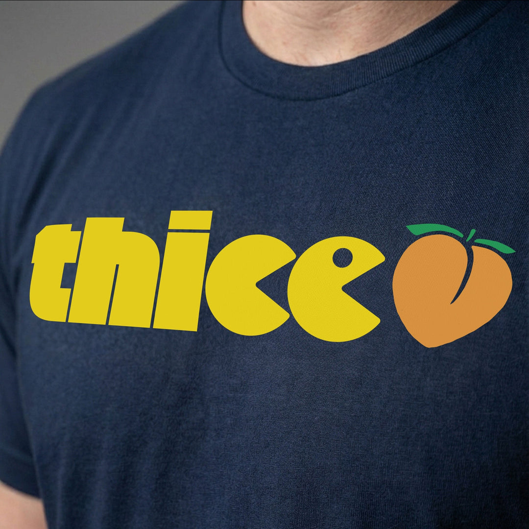 THICC (Eater) - on Navy Tee - Conquering Barbell