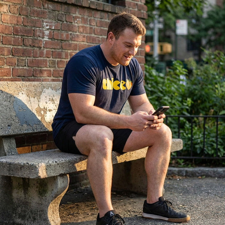 THICC (Eater) - on Navy Tee - Conquering Barbell