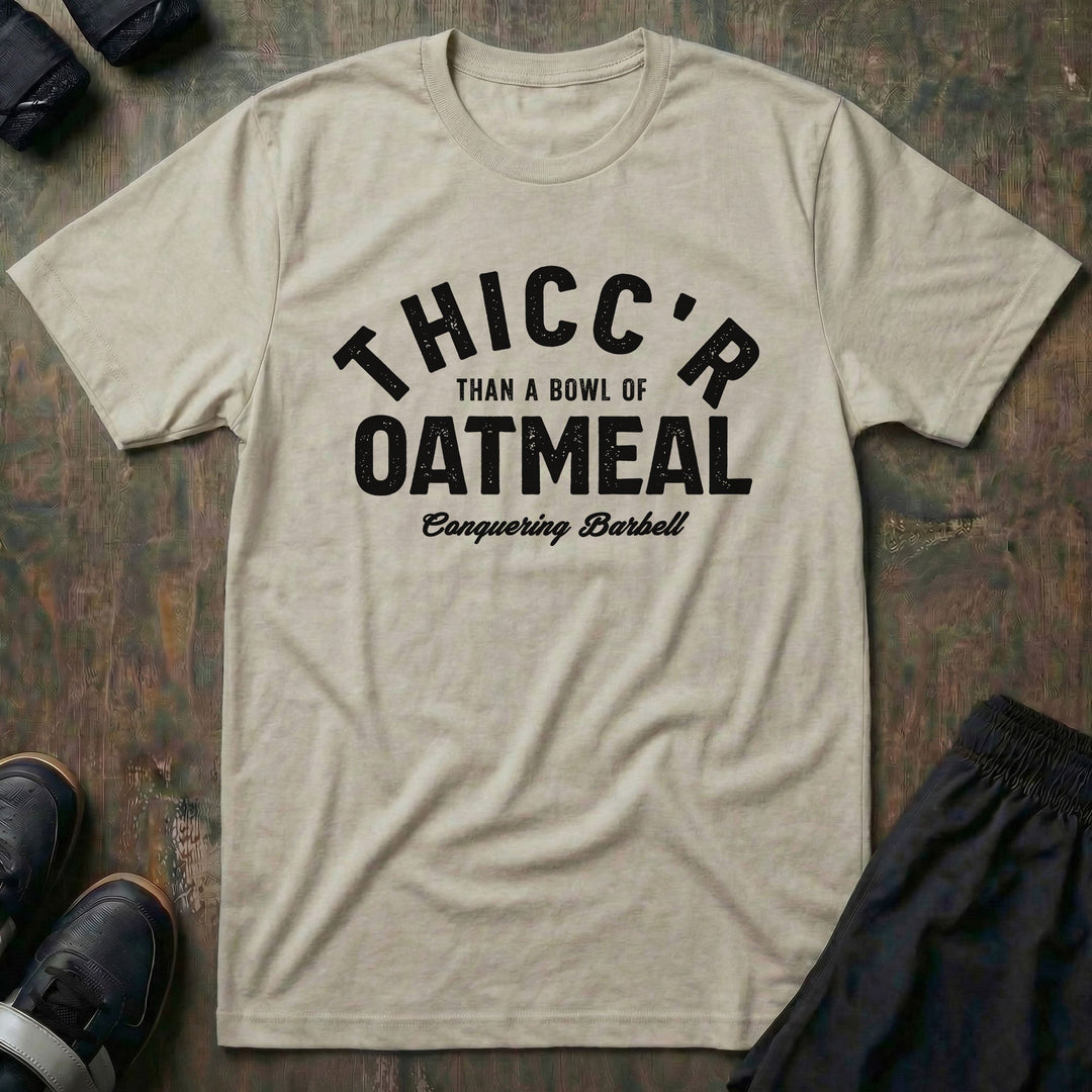 Thicc'r than a bowl of oatmeal Tee - Conquering Barbell